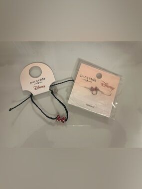 Pura Vida Disney Minnie Mouse Red Polka Dot Bow Bracelet and Necklace